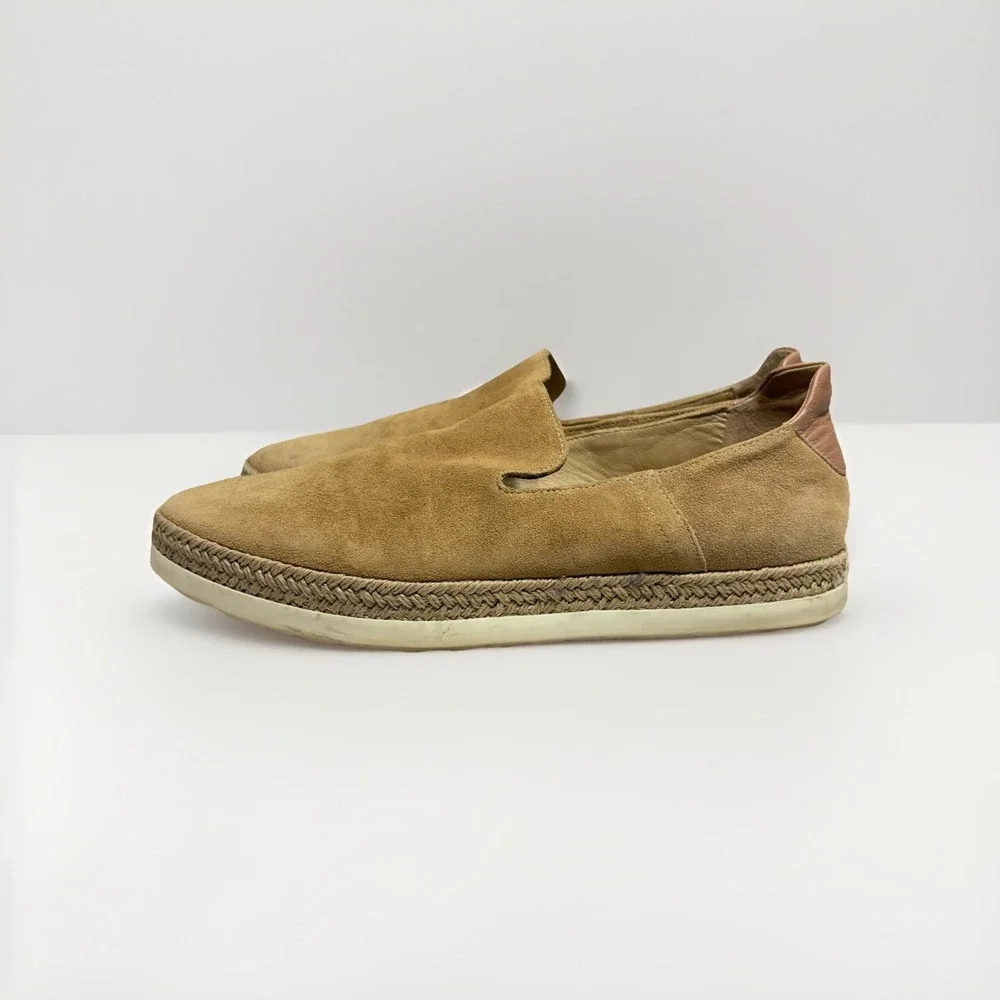 Vince Dillon‎ Brown Suede Espadrille Trim Whipstitch Sneakers Shoes Women's 8.5M